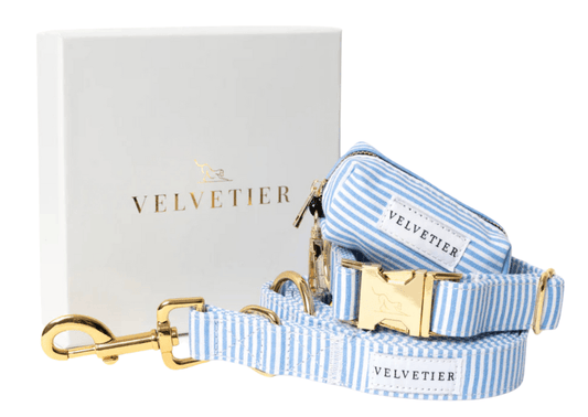 COFFRET VELVETIER RAYE BLEU/BLANC